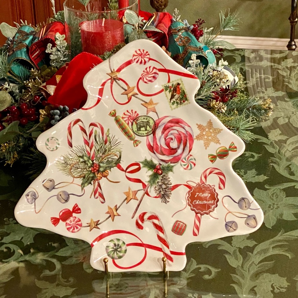Michel Design Works “Peppermint” Melamine Serveware Christmas Tree Plate🎄NWT🎄